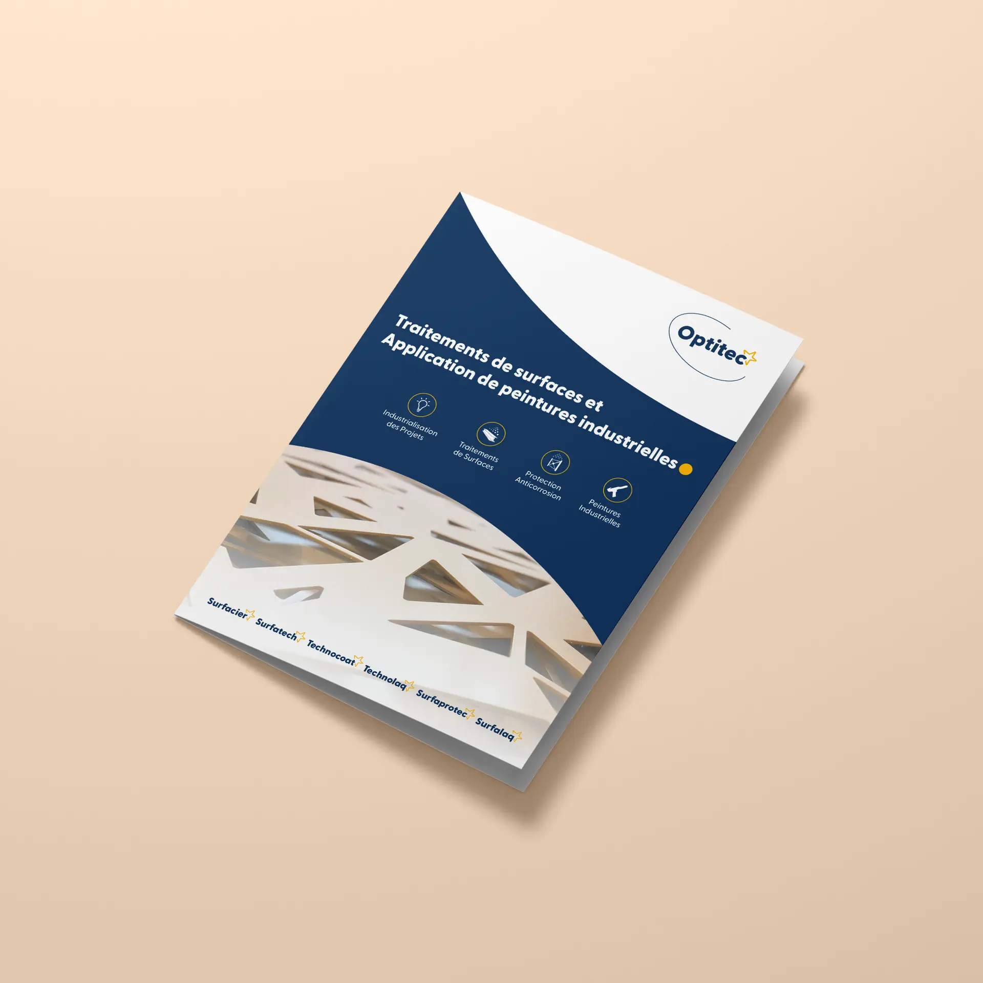 Plaquette Groupe Optitec de traitements de surfaces et applications de peintures industrielles.